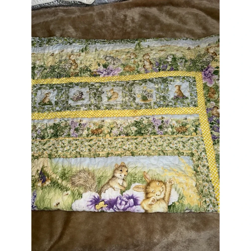 Handmade Quilt Rabbit Butterflies Floral Turtle Cottagecore Child Gorgeous